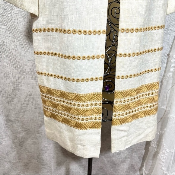 Vintage Edith Flagg cream embroidered cap duster - Picture 2 of 10